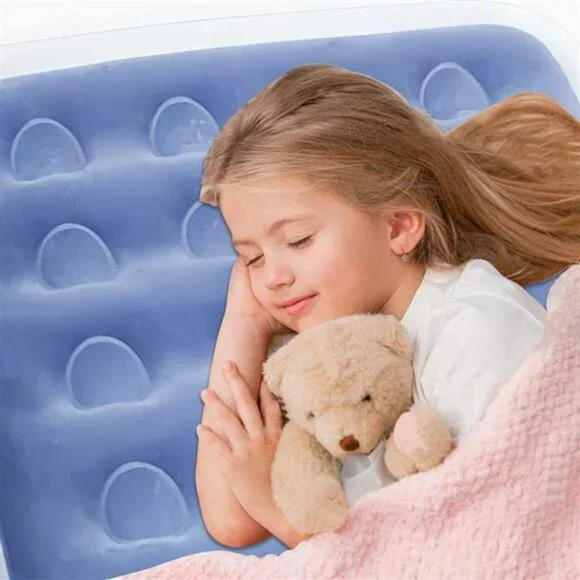 Inflatable Kids Travel Bed Toddler Air Mattress Set - Portable Blow Up Mattress